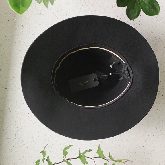 rag & bone Floppy Brim Fedora Wool Hat Black Medium - Picture 3 of 4